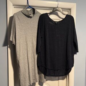 Gray and Black Striped Tops